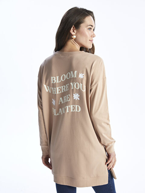 LCWAIKIKI Maternity Sweatshirt Tunique Maternité Oversize à Manches Longues Imprimé Col Rond - W3DD15Z8-GCU