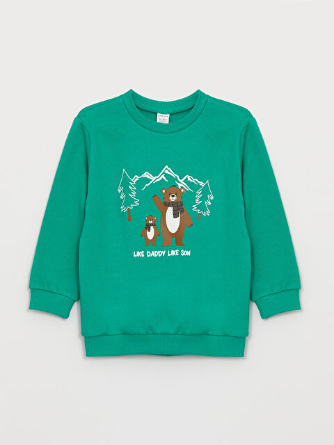 LCW baby Crew Neck Long Sleeve Printed Baby Boys' Sweatshirt - W3DD70Z1-GSU