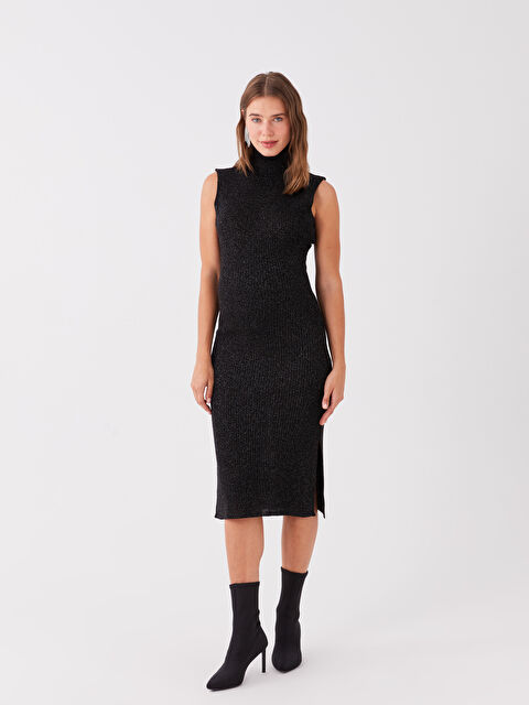 LCWAIKIKI Maternity Balıkçı Yaka Sim Detaylı Hamile Triko Elbise - W3DE57Z8-CVL