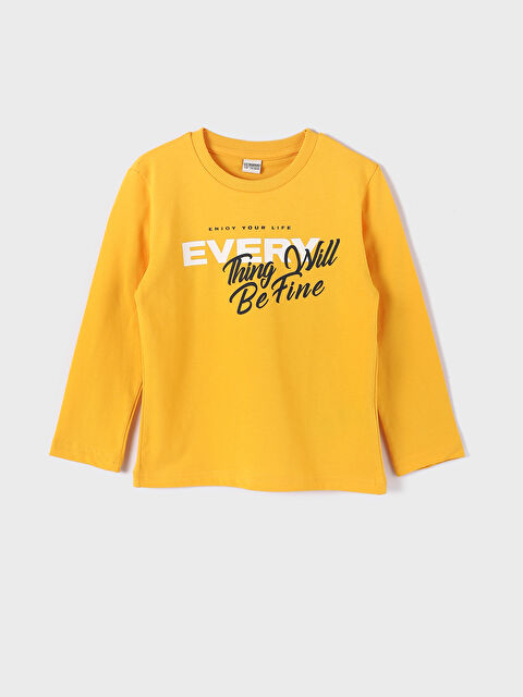 LCW Kids سويت شيرت كم طويل مطبوع بياقة دائرية للأولاد - W3DE73Z4-G7U