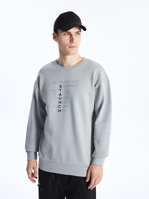 XSIDE Crew Neck Printed Men's Thick Sweatshirt - W3DG36Z8-SM0