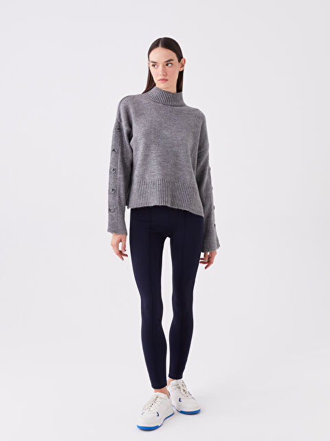 LCW Vision Kadın Beli Lastikli Ekstra Dar Fit Düz Tayt - W3DH67Z8-VYA