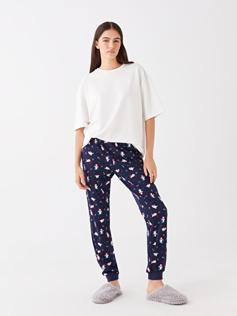 LCW DREAM Beli Lastikli Yılbaşı Temalı Kadın Pijama Alt - W3DK85Z8-LSJ