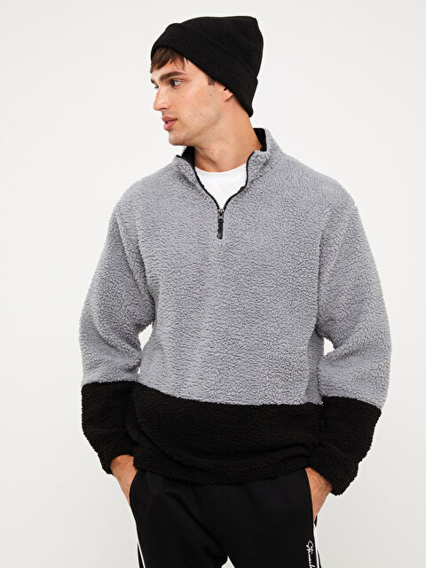 XSIDE Dik Yaka Uzun Kollu Pelüş Erkek Kalın Sweatshirt - W3DO89Z8-S94