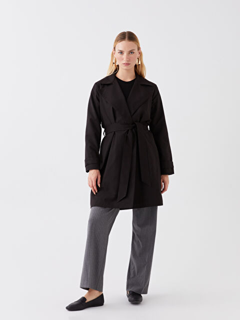 LCWAIKIKI Classic Ceket Yaka Düz Uzun Kollu Kadın Trençkot - W3DP57Z8-CVL