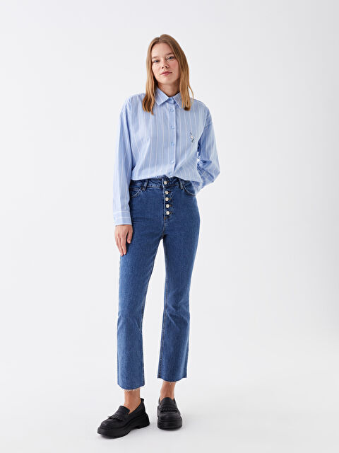 LCW Modest Mars Flare Kadın Jean Pantolon - W3DQ82Z8-H45