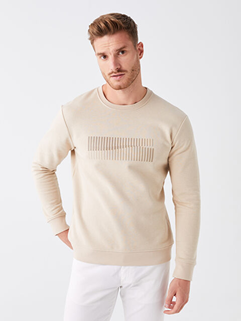 LCW Vision Bisiklet Yaka Baskılı Erkek Kalın Sweatshirt - W3DR36Z8-HZZ