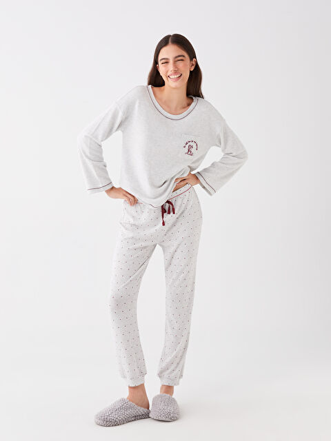 LCW DREAM Beli Lastikli Puantiyeli Kadın Jogger Pijama Alt - W3DR64Z8-998