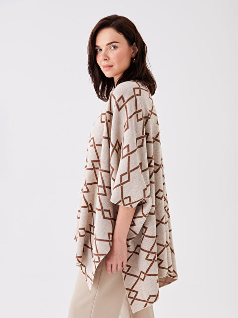 LCW Grace Şal Yaka Desenli Kadın Triko Panço - W3DS22Z8-MHK