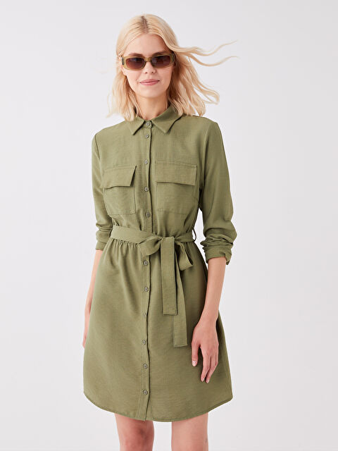 LCW Vision Düz Uzun Kollu Kadın Gömlek Elbise - W3DU47Z8-HCF