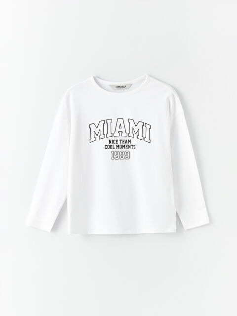 LCW Kids Crew Neck Printed Long Sleeve Girls' T-Shirt - W3DV66Z4-JYX