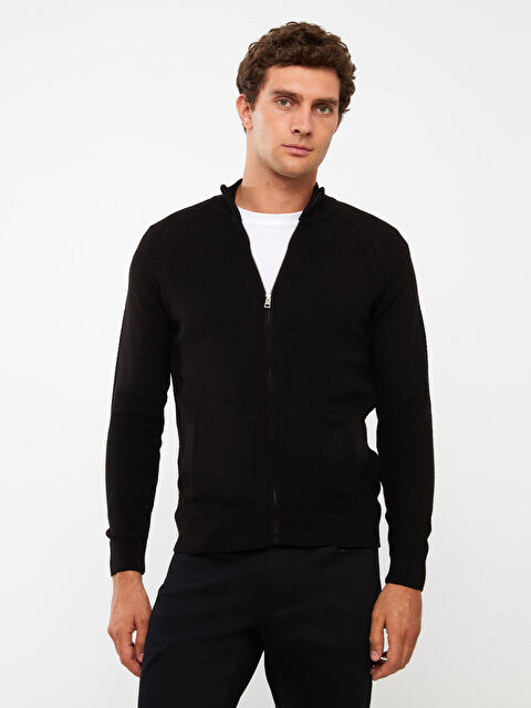 LCWAIKIKI Classic Standart Kalıp Dik Yaka Erkek Triko Hırka - W3DV97Z8-CVL