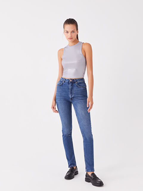 XSIDE Yüksek Bel Straight Fit Kadın Jean Pantolon - W3EE30Z8-SJA