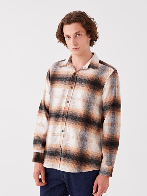 XSIDE Regular Fit Long Sleeve Plaid Men's Flannel Shirt - W3EE96Z8-LKQ