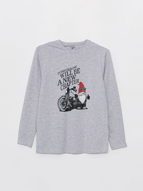 LC WAIKIKI Bisiklet Yaka Uzun Kollu Erkek Pijama Üst - W3EG77Z8-LAL