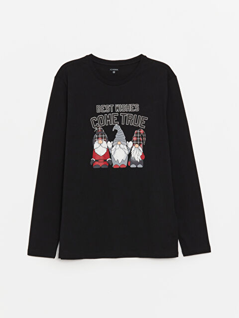 LC WAIKIKI Bisiklet Yaka Baskılı Penye Erkek Pijama Üst - W3EG91Z8-RQN