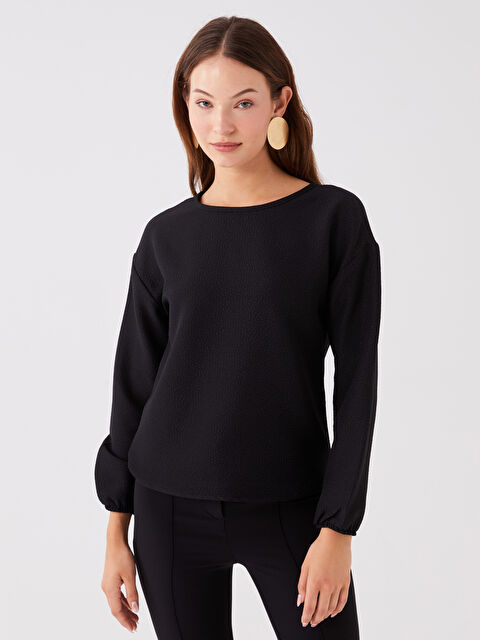 LCW ECO Bisiklet Yaka Düz Uzun Kollu Kadın Bluz - W3EI55Z8-CVL