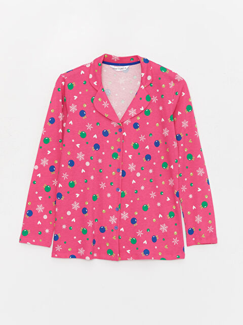 LCW Young Gömlek Yaka Desenli Kadın Pijama Üstü - W3EJ44Z8-LRC