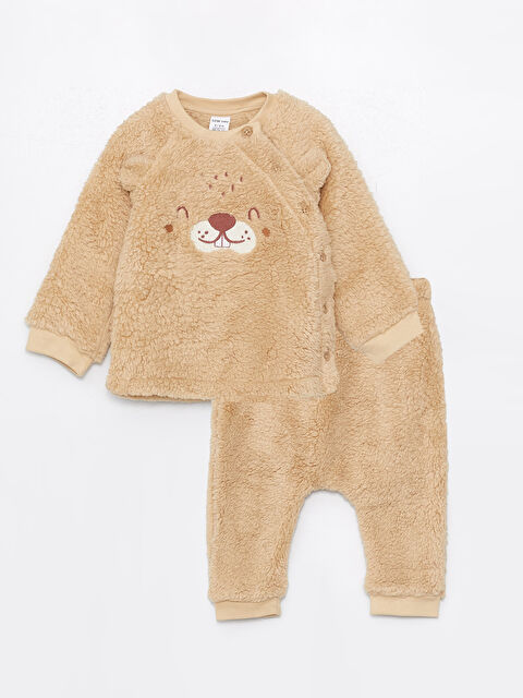 LCW baby Lot de 2 Ensemble Cardigan et Pantalon en Peluche à Col Rond et Manches Longues pour Garçon Bébé - W3EM21Z1-FFR