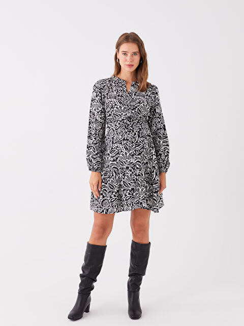 LCWAIKIKI Maternity Kaçık Yaka Desenli Uzun Kollu Hamile Elbise - W3EN81Z8-LQJ