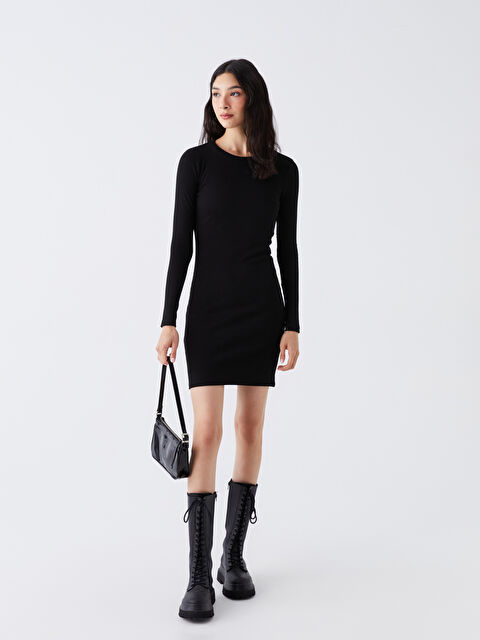 LCW Vision Bisiklet Yaka Düz Uzun Kollu Kadın Bodycon Elbise - W3EO30Z8-CVL