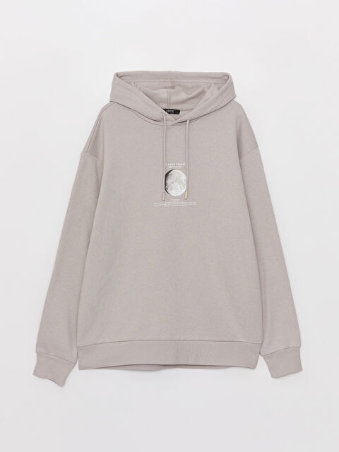 XSIDE Uzun Kollu Baskılı Erkek Kalın Hoodie - W3ER50Z8-VD7