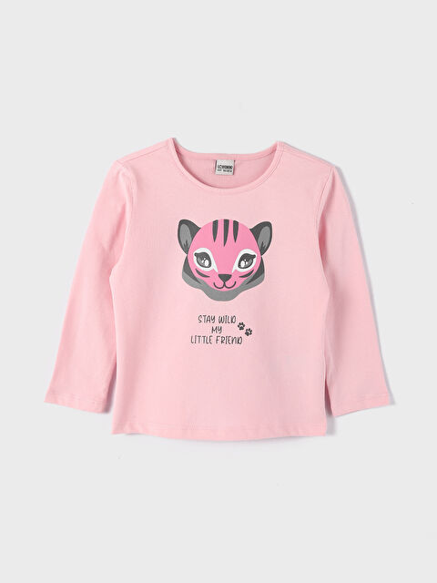 LCW Kids Crew Neck Printed Long Sleeve Girls' T-Shirt - W3ES94Z4-FYX