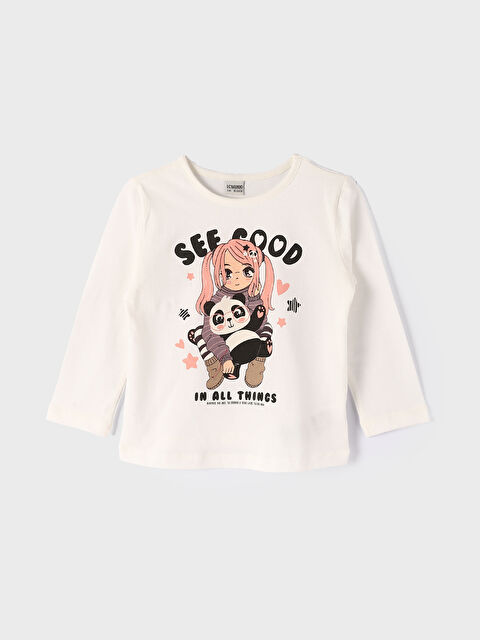 LCW Kids Crew Neck Printed Long Sleeve Girls' T-Shirt - W3ES95Z4-FEW