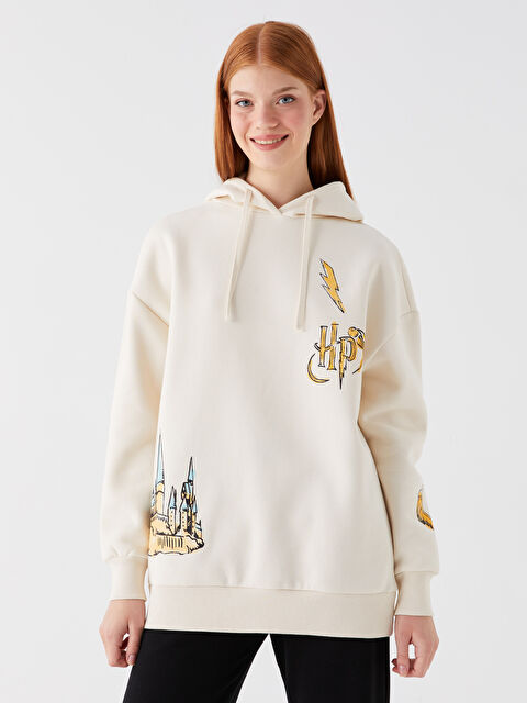 XSIDE Harry Potter Baskılı Oversize Kadın Kalın Hoodie - W3EY90Z8-VJ6
