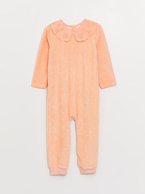 LCW baby Bebe Yaka Uzun Kollu Puantiye Desenli Kız Bebek Tulum - W3FA28Z1-LSK