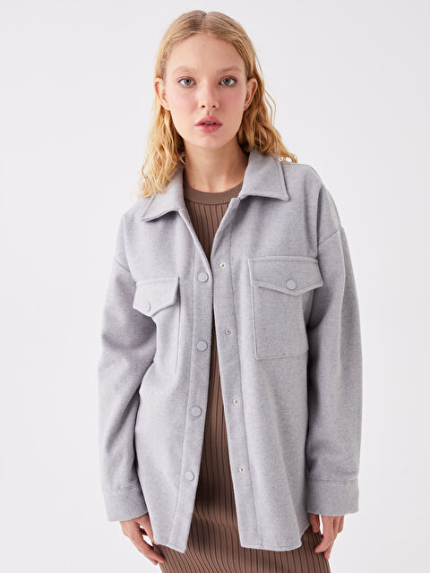 LCW Vision Düz Uzun Kollu Kadın Oduncu Gömlek Ceket - W3FD55Z8-JMD