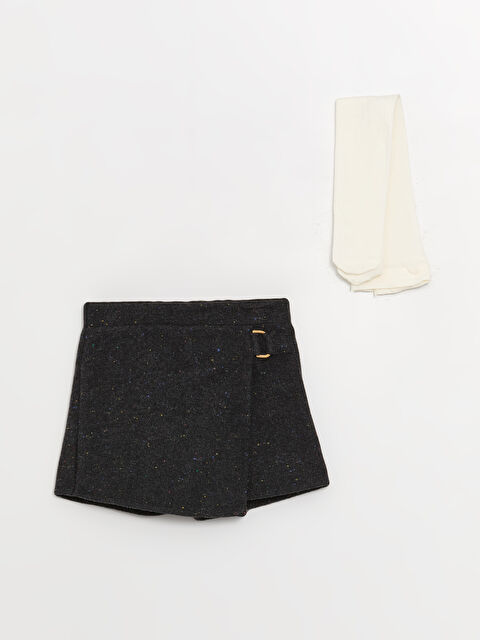 LCW baby Beli Lastikli Kız Bebek Şort Etek ve Külotlu Çorap 2'li Takım - W3FF02Z1-VD1