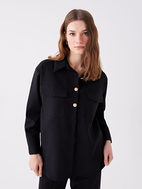 LCWAIKIKI Classic Düz Uzun Kollu Oversize Kadın Gömlek - W3FF20Z8-CVL