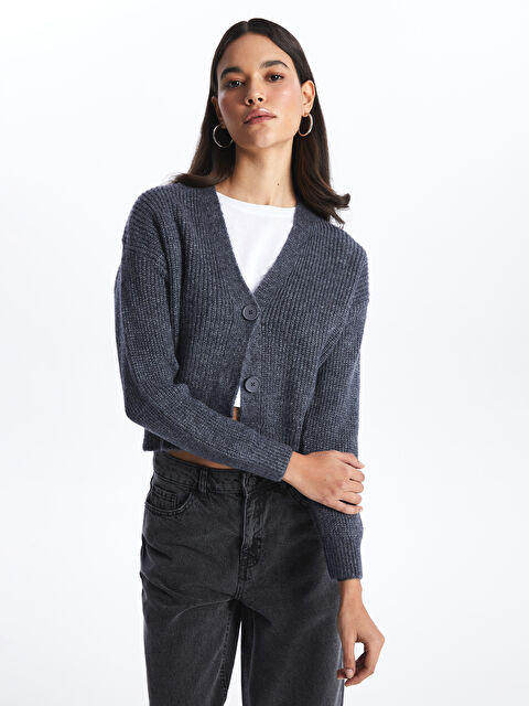 LCW Vision V Yaka Kadın Triko Hırka - W3FJ26Z8-R4Q