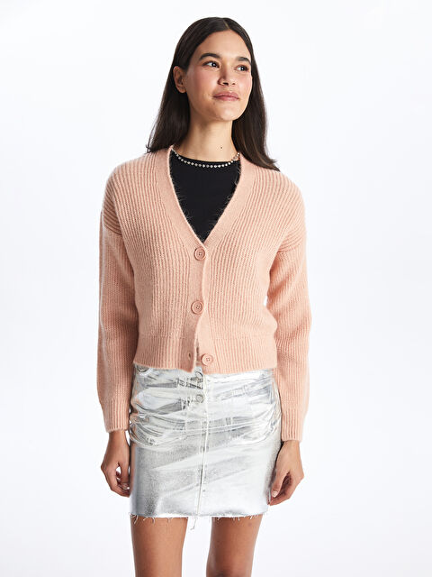 LCW Vision V Yaka Kadın Triko Hırka - W3FJ26Z8-Y0J