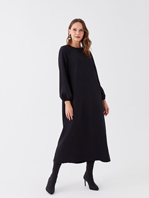 LCW Grace Bisiklet Yaka Düz Uzun Kollu Kadın Elbise - W3FK98Z8-CVL