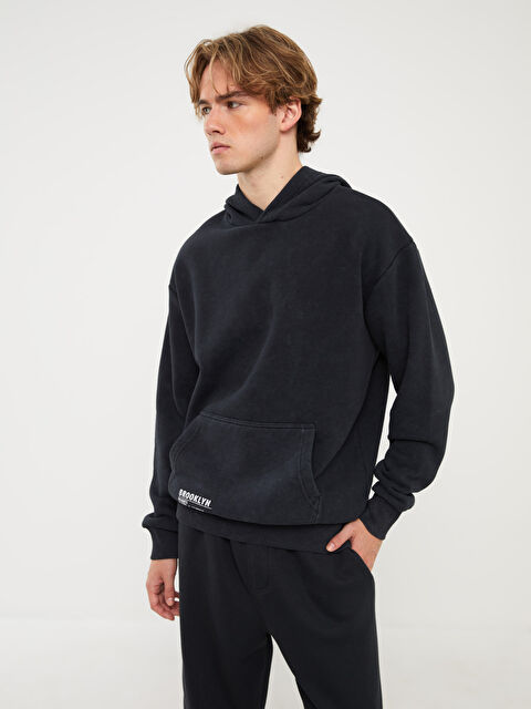 XSIDE Uzun Kollu Baskılı Erkek Kalın Hoodie - W3FL28Z8-E93