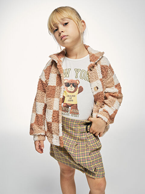 LCW ECO Bisiklet Yaka Baskılı Uzun Kollu Kız Çocuk Tişört - W3FM87Z4-FDU