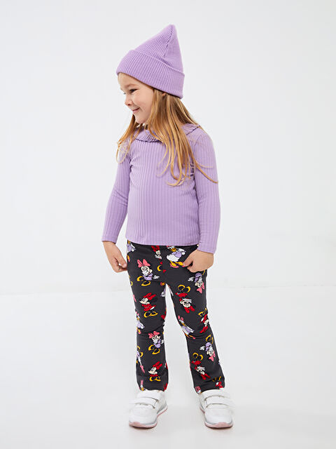 LCW Kids Beli Lastikli Minnie Mouse Baskılı Kız Çocuk Tayt Pantolon - W3FQ25Z1-LQ9