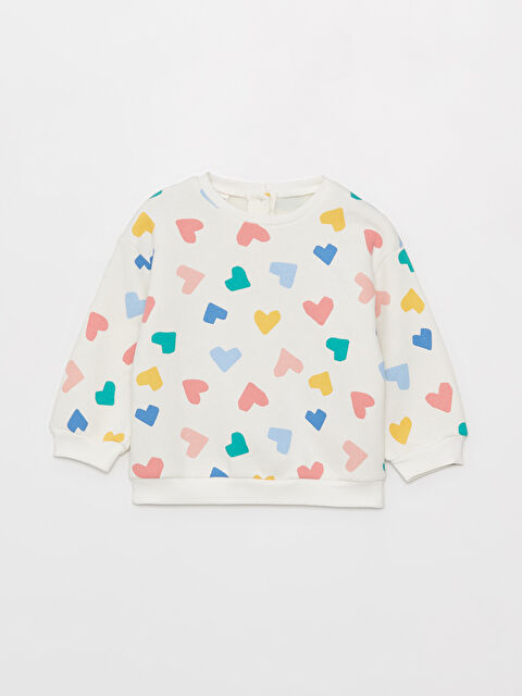 LCW baby Bisiklet Yaka Uzun Kollu Baskılı Kız Bebek Sweatshirt - W3FU56Z1-LRA