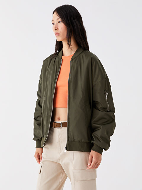 LCW Vision Kolej Yaka Düz Uzun Kollu Kadın Şişme Mont - W3FY21Z8-S1W