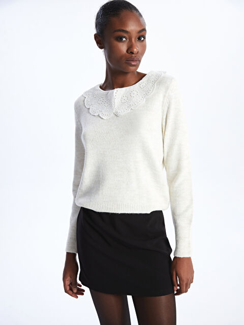 LCW Vision Bebe Yaka Kadın Triko Kazak - W3G073Z8-E0B