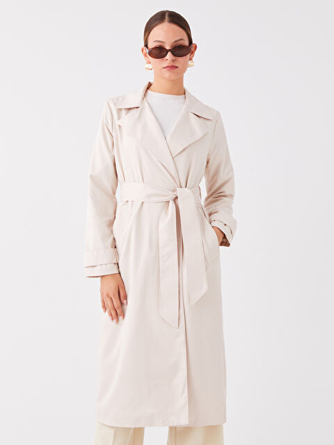 LCWAIKIKI Classic Ceket Yaka Düz Uzun Kollu Kadın Trençkot - W3G242Z8-GHA