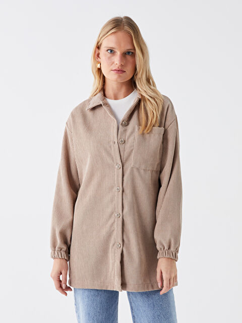 LCWAIKIKI Classic Kadife Kadın Gömlek Tunik - W3G279Z8-JEJ