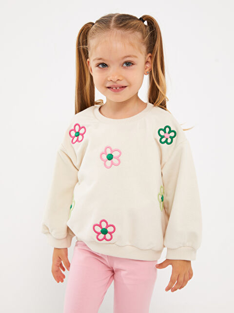 LCW baby Bisiklet Yaka Kız Bebek Sweatshirt - W3G337Z1-FF7