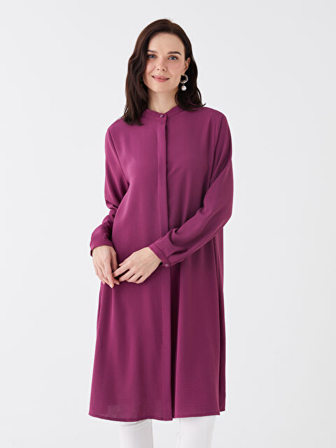 LCW Grace Hakim Yaka Düz Uzun Kollu Kadın Tunik - W3G692Z8-HMT