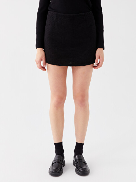 LCW Vision Self Patterned Women's Tweed Shorts Skirt with Zipper