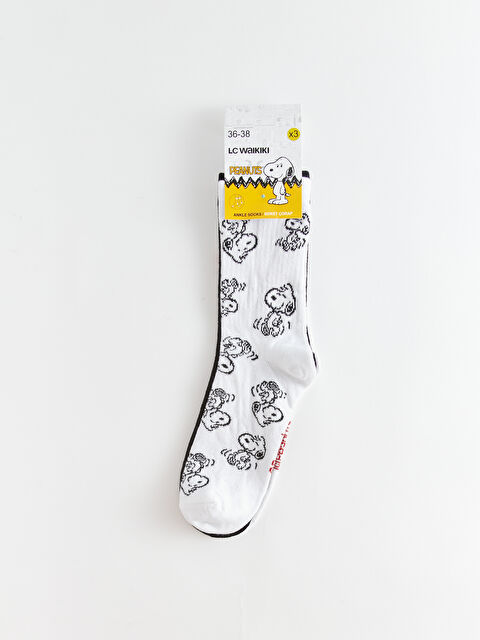 LCW DREAM Snoopy Baskılı Kadın Soket Çorap 3'lü - W3G807Z8-FFB