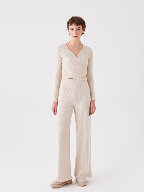 XSIDE Beli Lastikli Kendinden Desenli Kadın Pantolon - W3G854Z8-VK2