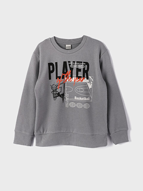 LCW Kids Crew Neck Printed Long Sleeve Boys' T-Shirt - W3G928Z4-GSE